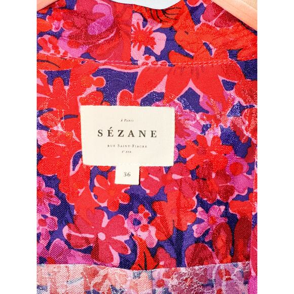 Sézane | Sezane | Abelia Blouse | Fuchsia Floral | Sz 36 / Us Sz 4 - Picture 6 of 11
